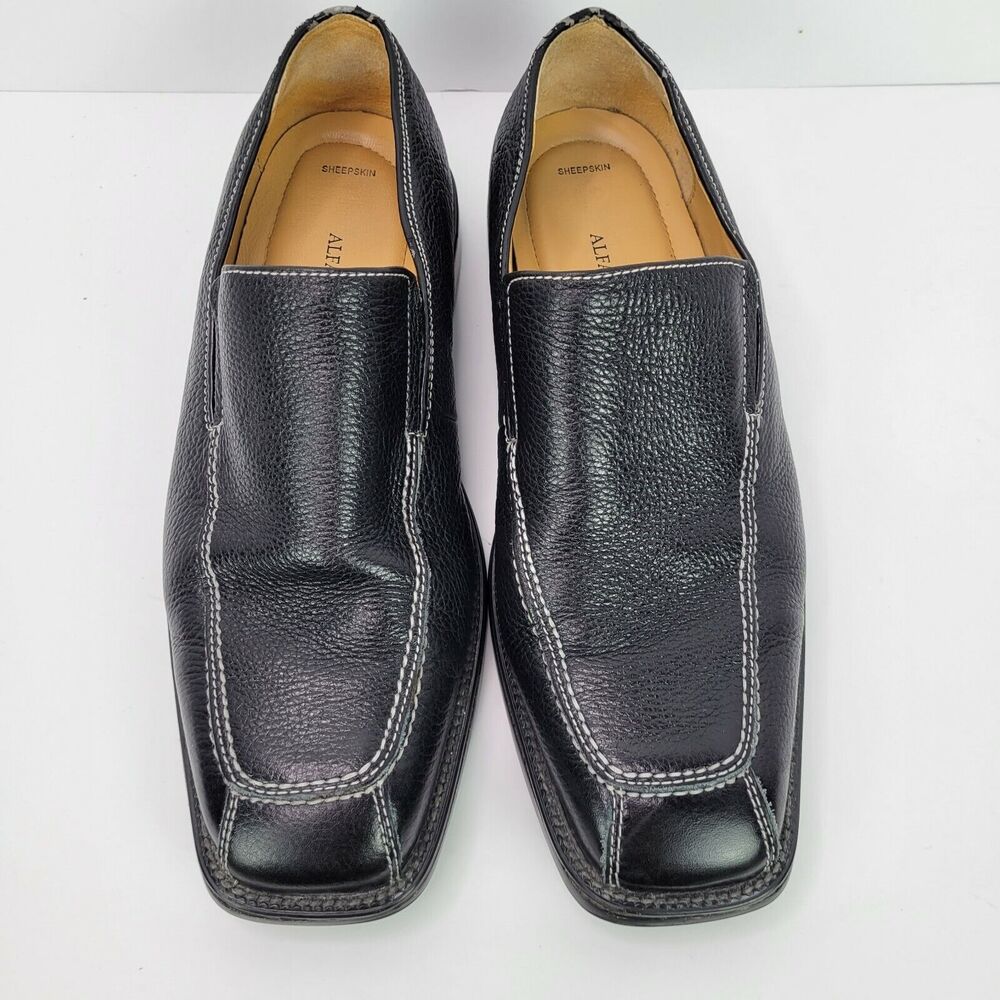 Alfani Mens Size 8.5 Slip On Leather Sheepskins Dress Black Leather Shoes